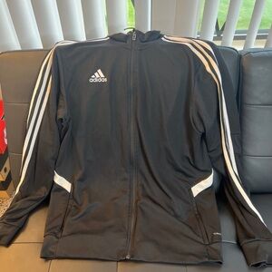 Adidas Black and White Performance Jacket with Full-Length Zipper